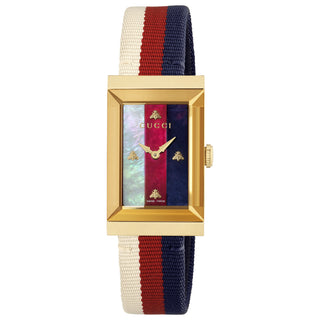 Gucci G-Frame 34 mm Sylvie Colorful Mother of Pearl Bees Dial M3 - YA147405